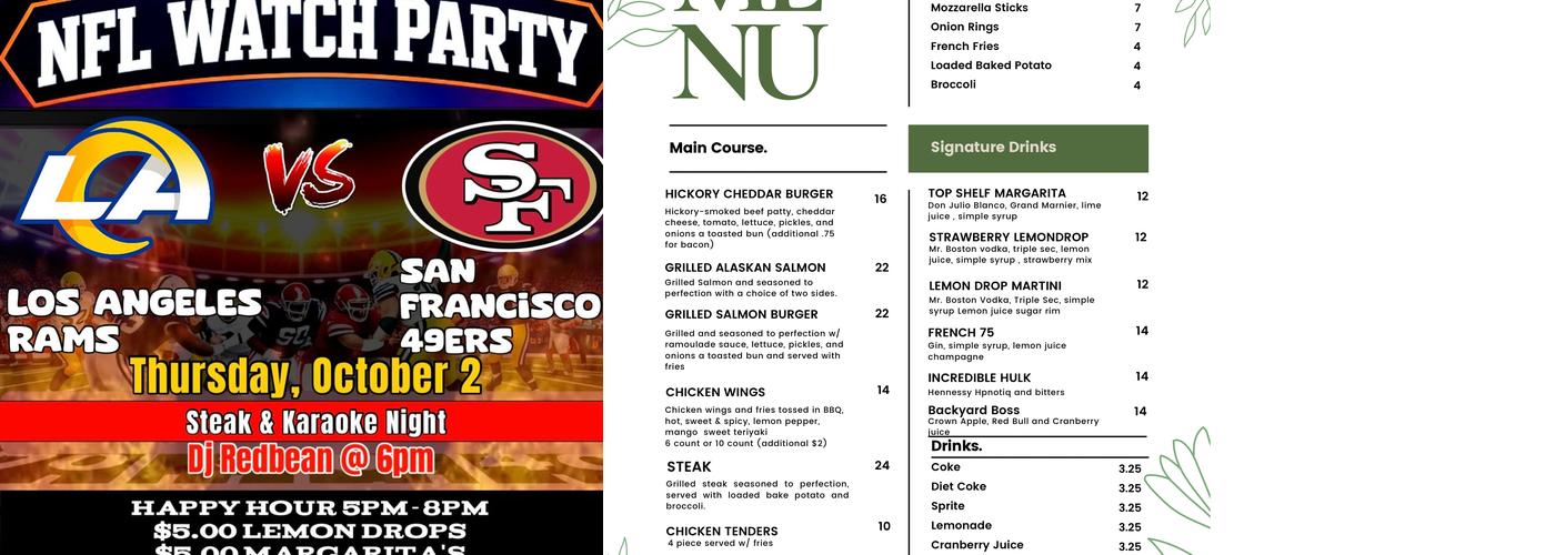 Backyard Bar & Lounge Menu