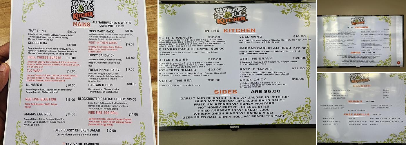 Wrap And Roll Kitchen Menu