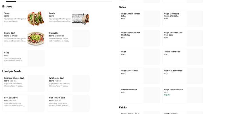 Chipotle Mexican Grill Menu