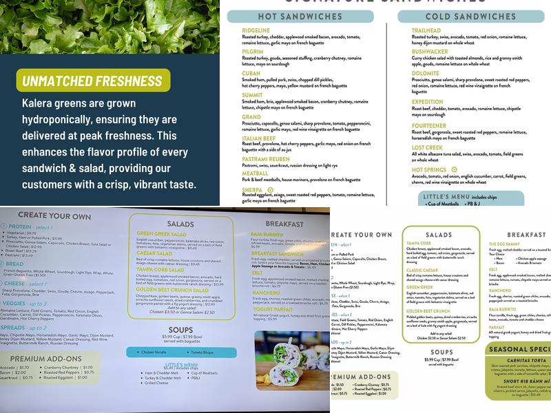 Yampa Sandwich Company Menu