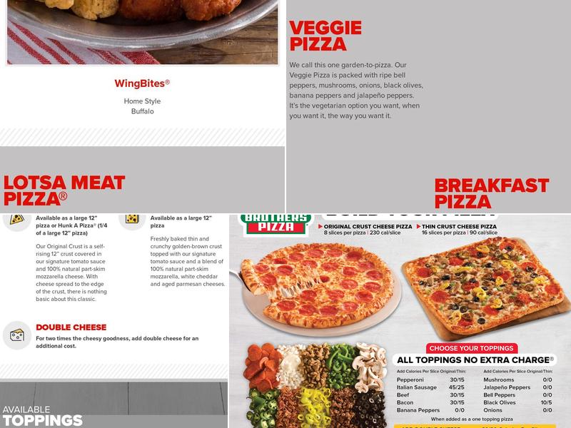 Hunt Brothers Pizza Menu
