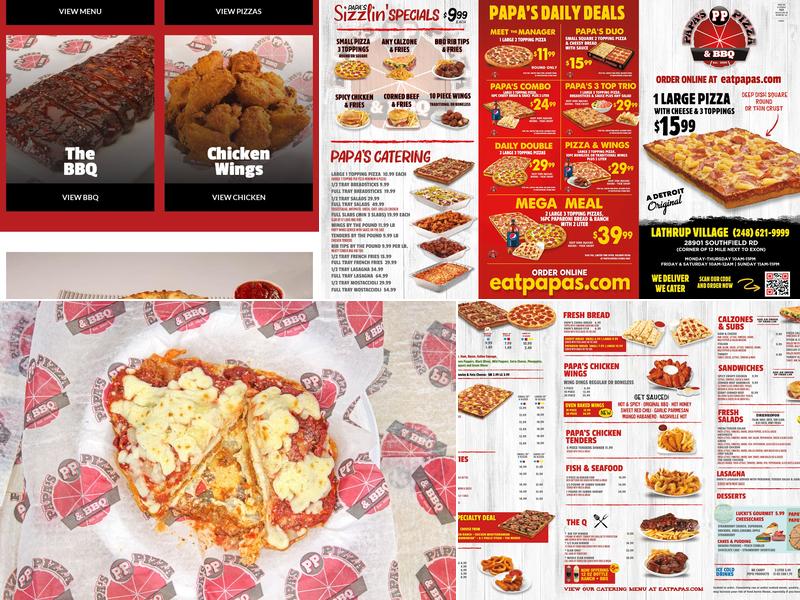 Papa’s Pizza & BBQ - Southfield Menu