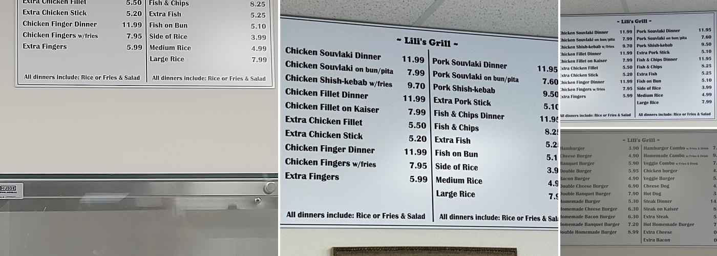 Lilis Grill Menu