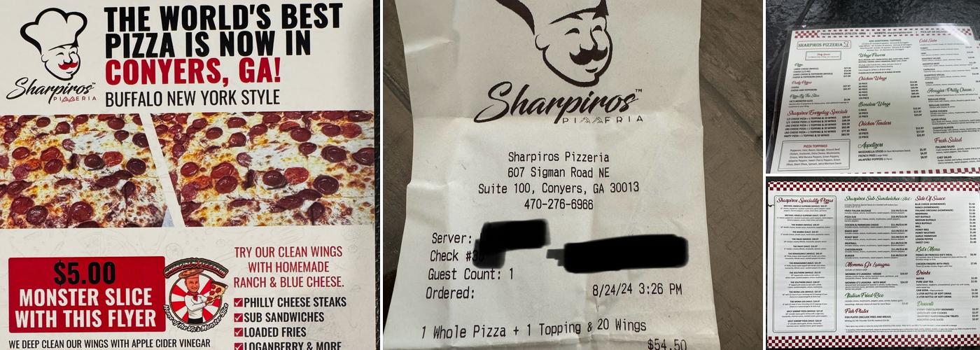 Sharpiros Pizzeria Menu