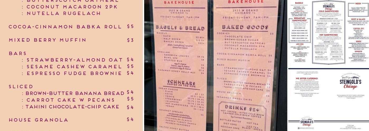 Steingold's Bakehouse Humboldt Park Menu