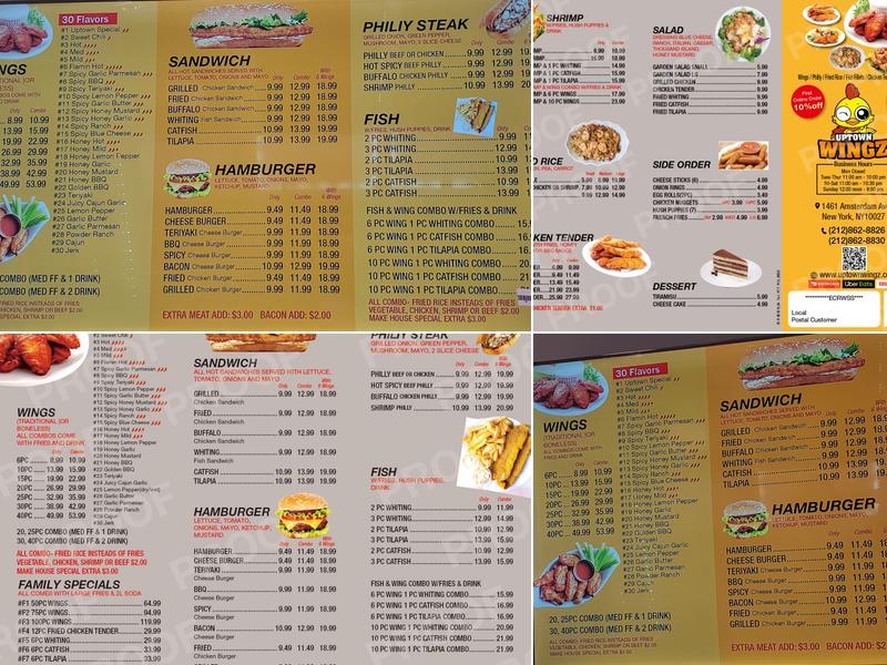 Uptown Wingz Menu