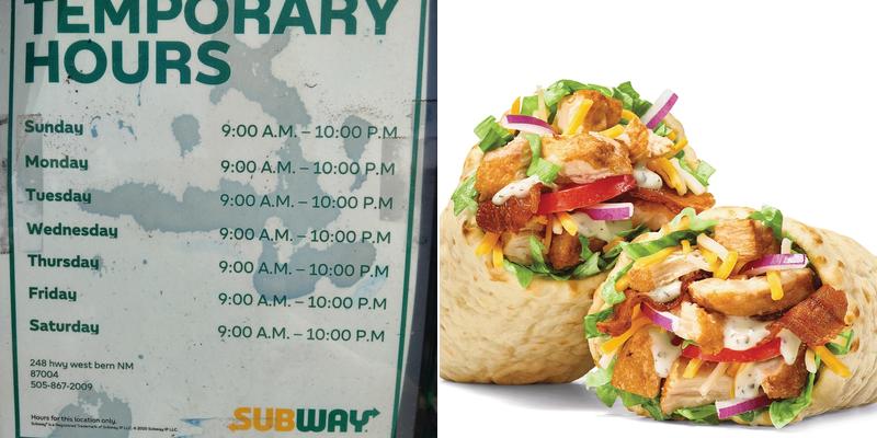 Subway Menu