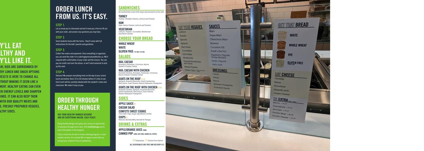 Press'd Sandwich Shop Menu