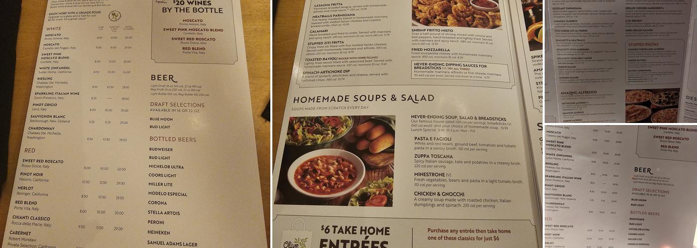 Olive Garden Italian Restaurant Menu
