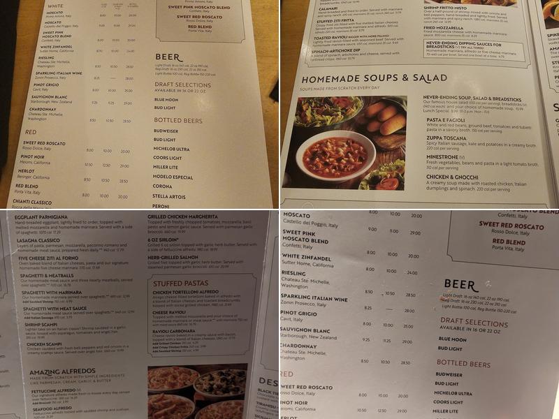 Olive Garden Italian Restaurant Menu
