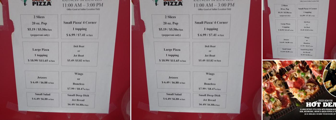 Jet's Pizza  Menu