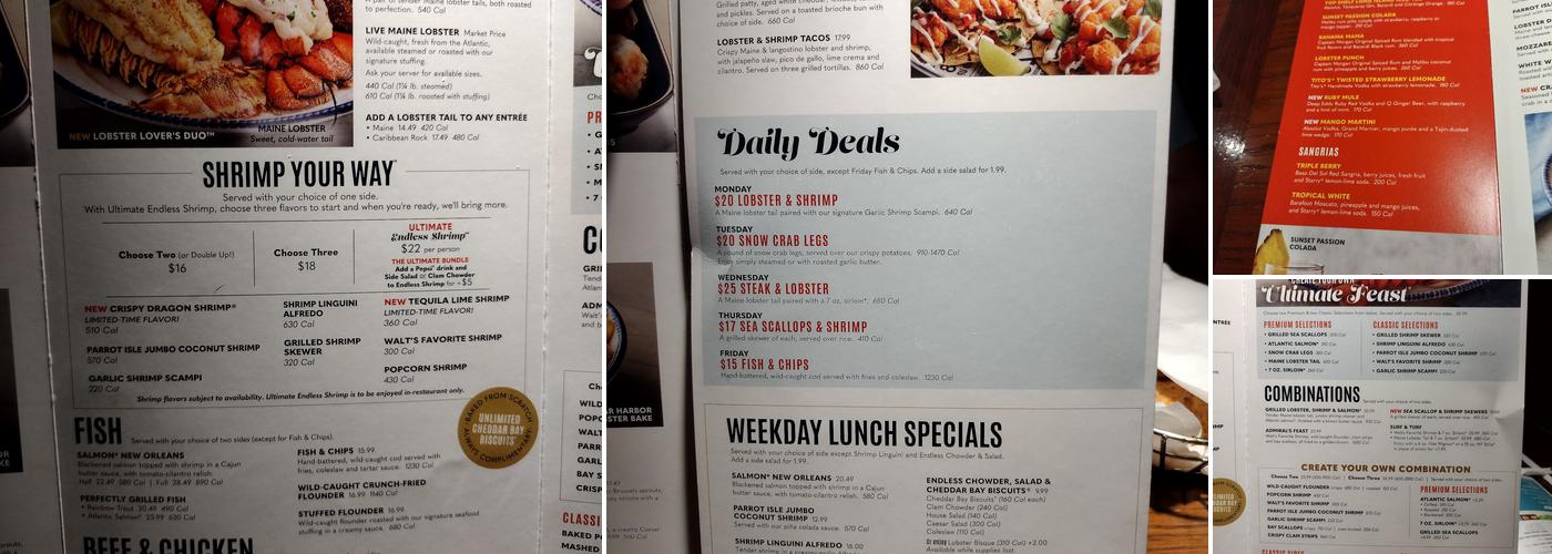 Red Lobster Menu