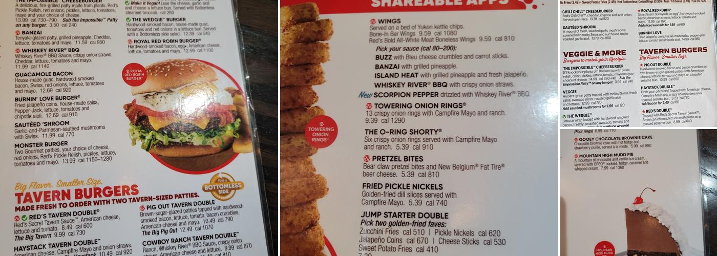 Red Robin Gourmet Burgers and Brews Menu