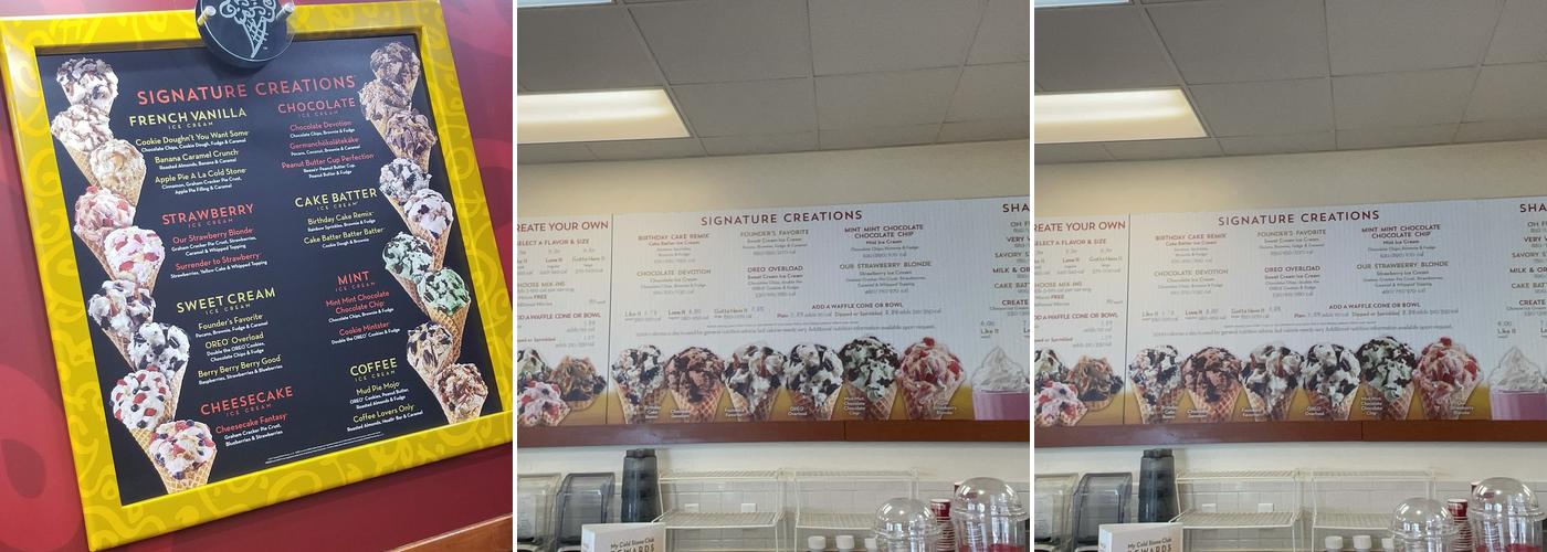 Cold Stone Creamery Menu