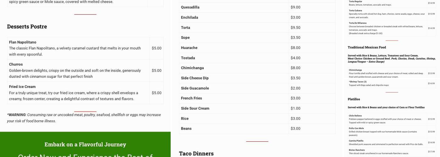 Taco2Go Menu