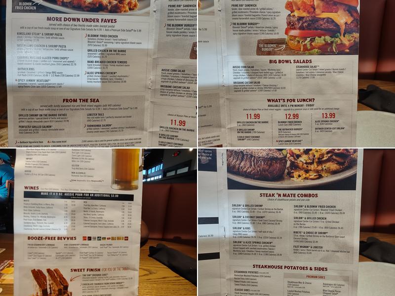 Outback Steakhouse Menu
