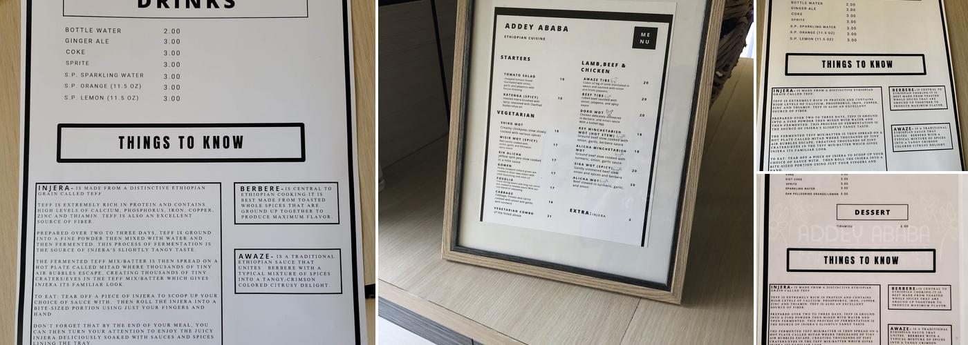 Addey Ababa Menu