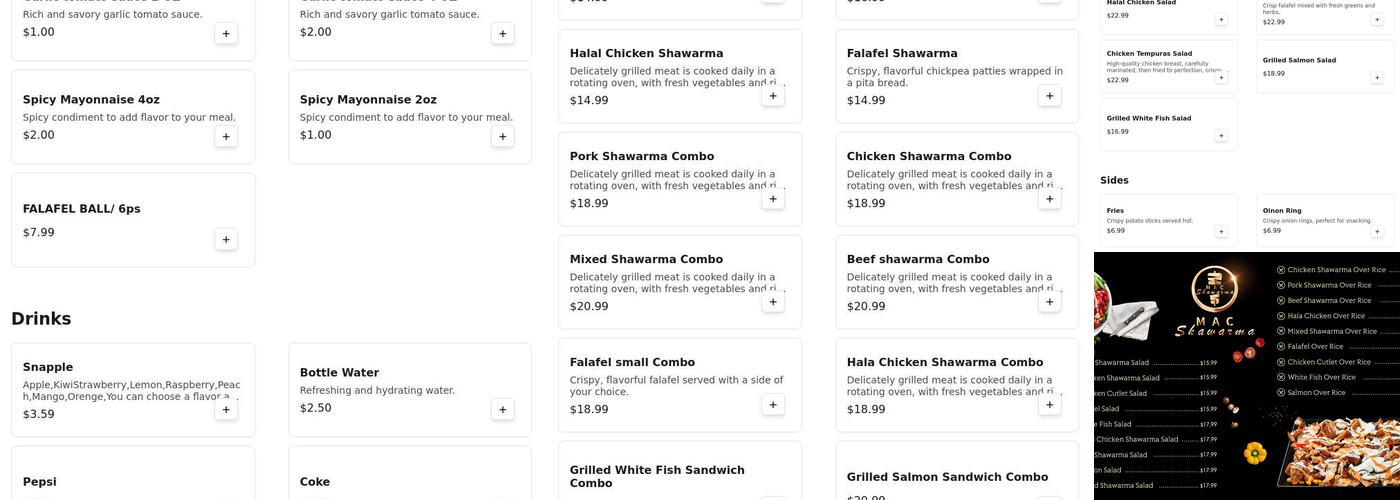 Mac Shawarma Menu