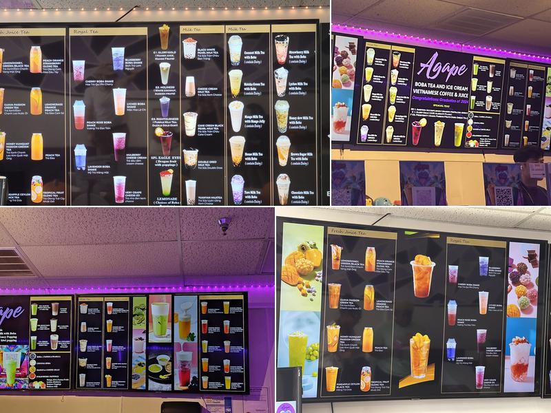 Agape Boba Tea Menu