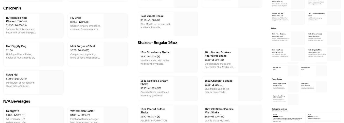 Harlem Shake Express Menu