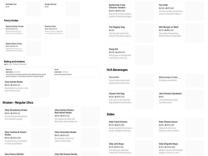 Harlem Shake Express Menu