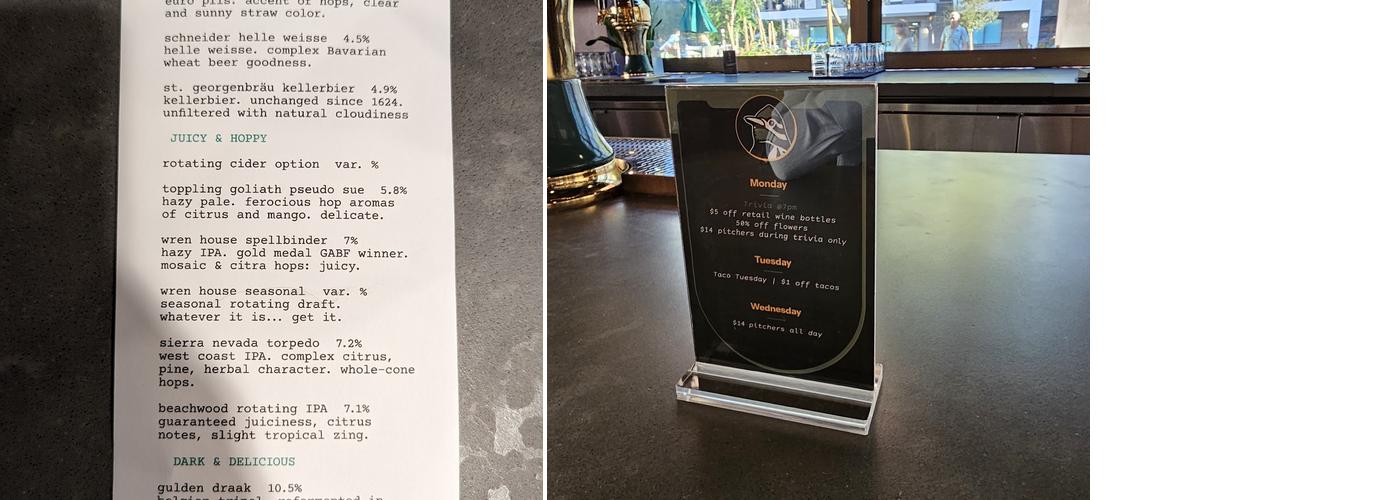 The Green Woodpecker Menu