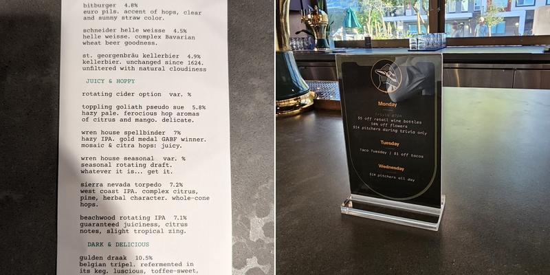 The Green Woodpecker Menu