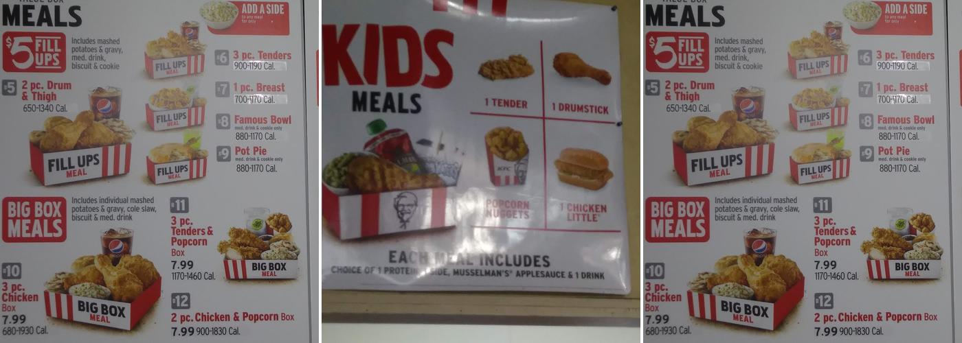 KFC Menu