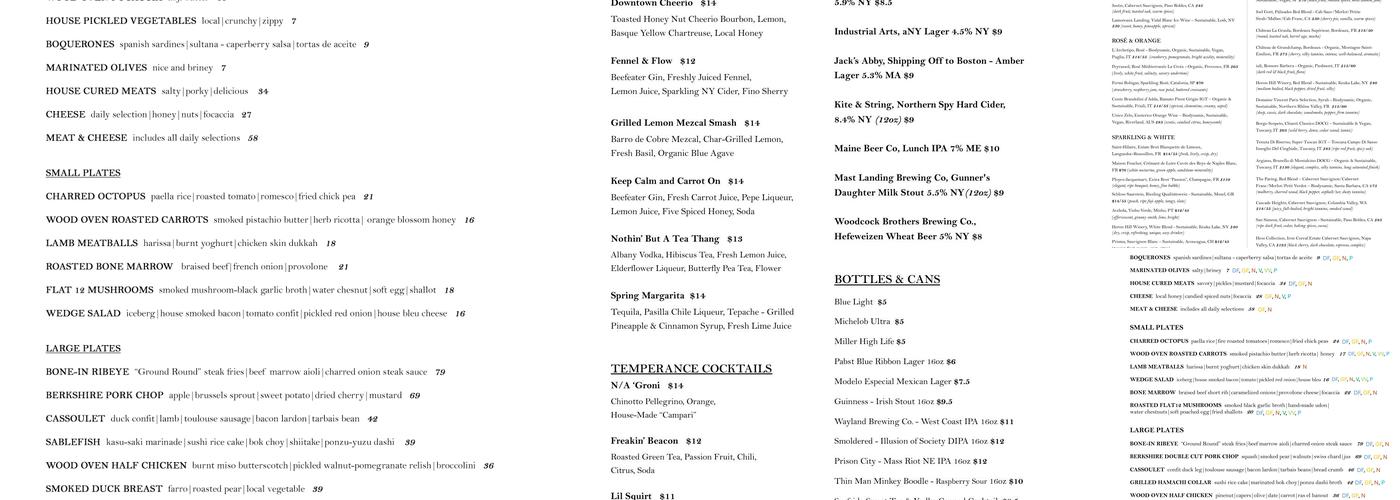 Beacon Grille Menu