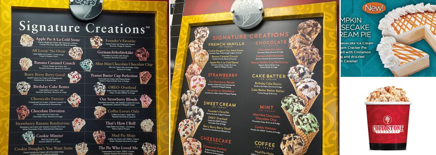 Cold Stone Creamery Menu