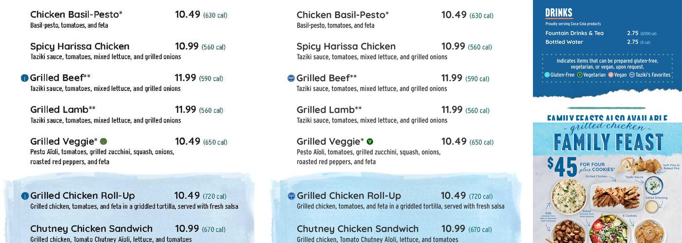 Taziki's Mediterranean Cafe - Hixson Menu