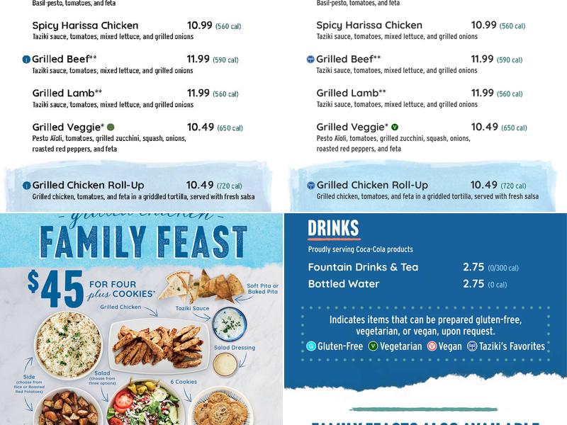 Taziki's Mediterranean Cafe - Hixson Menu