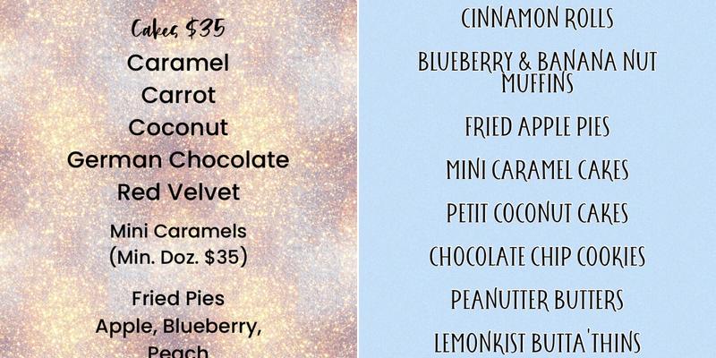 CC's Bake Shop LLC Menu