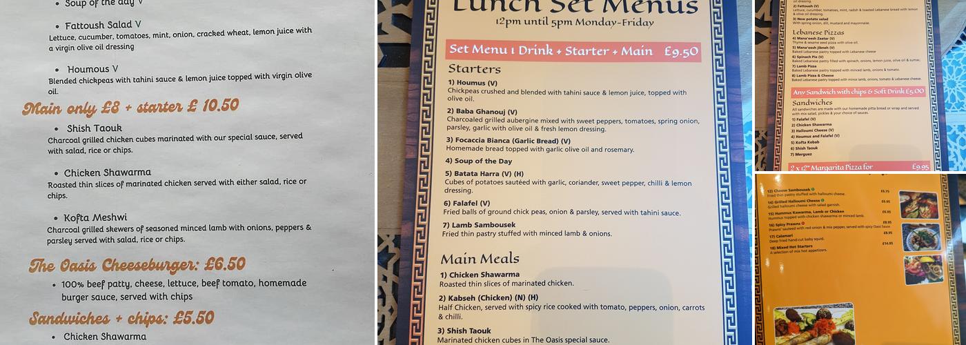 The Oasis Menu