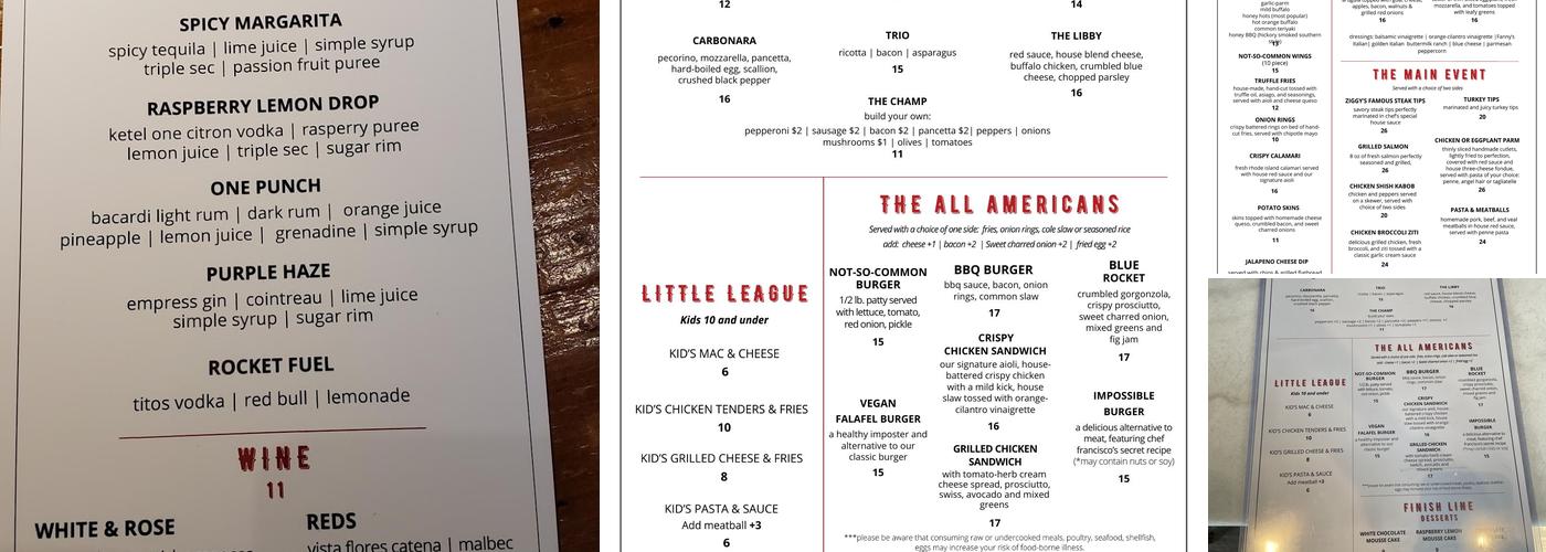 The Common Room Menu