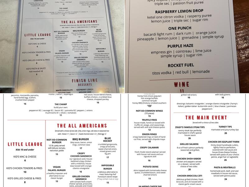 The Common Room Menu