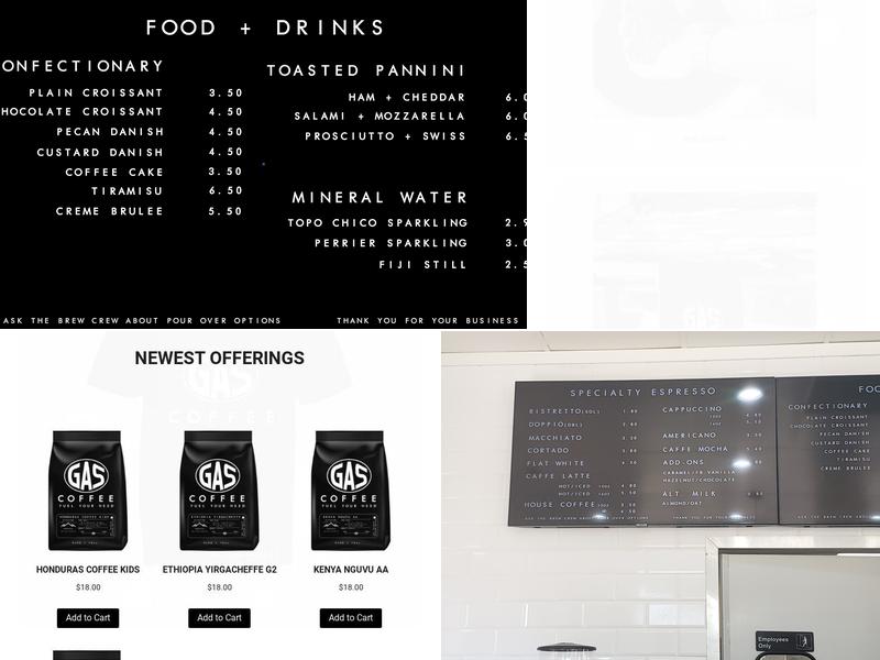 Gas Coffee Co. Menu