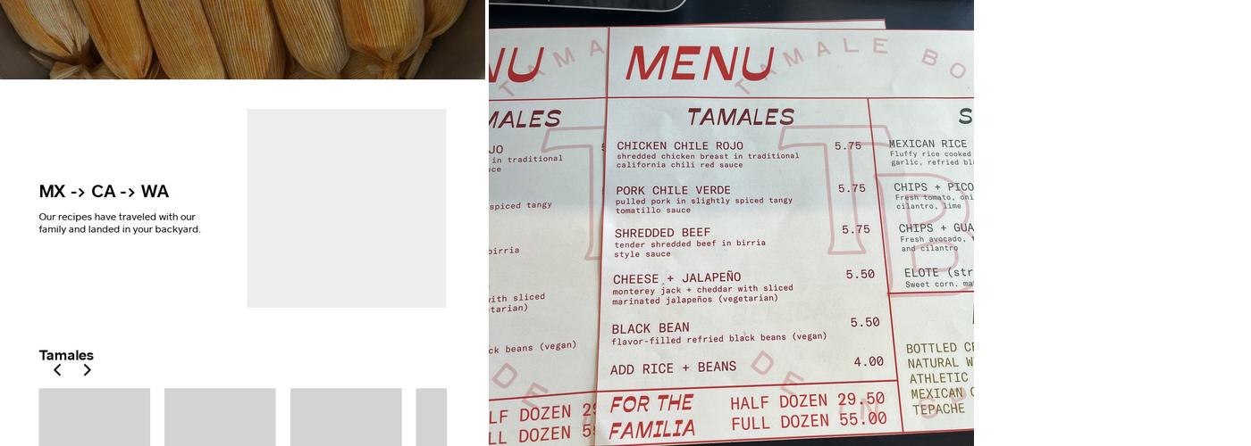Tamale Box Menu