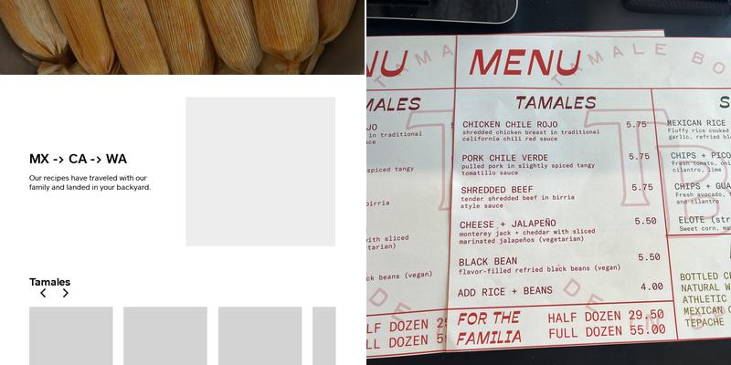 Tamale Box Menu