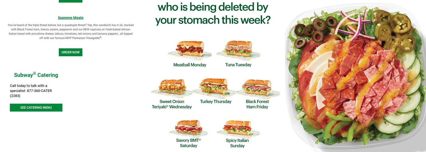 Subway Menu