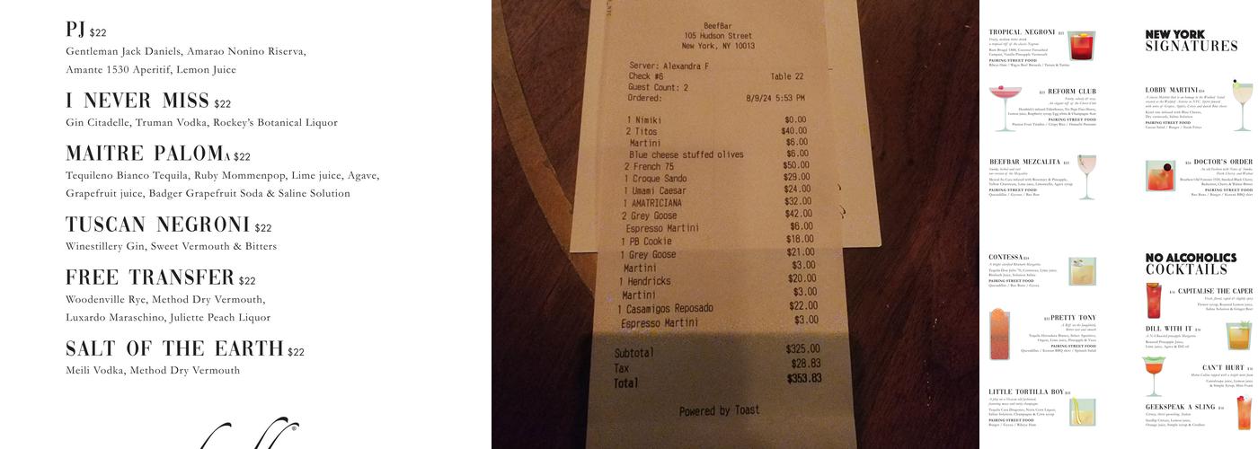 Beefbar New York Menu