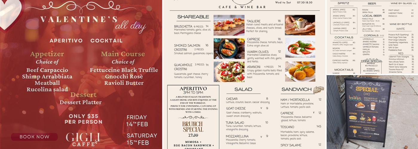 Gigli Caffè Menu