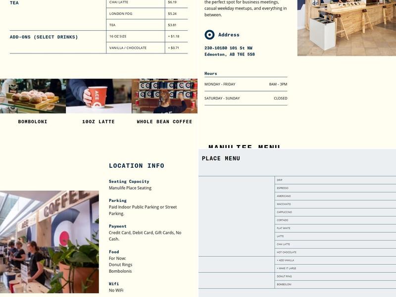 ACE Coffee Roasters - Manulife Place Menu