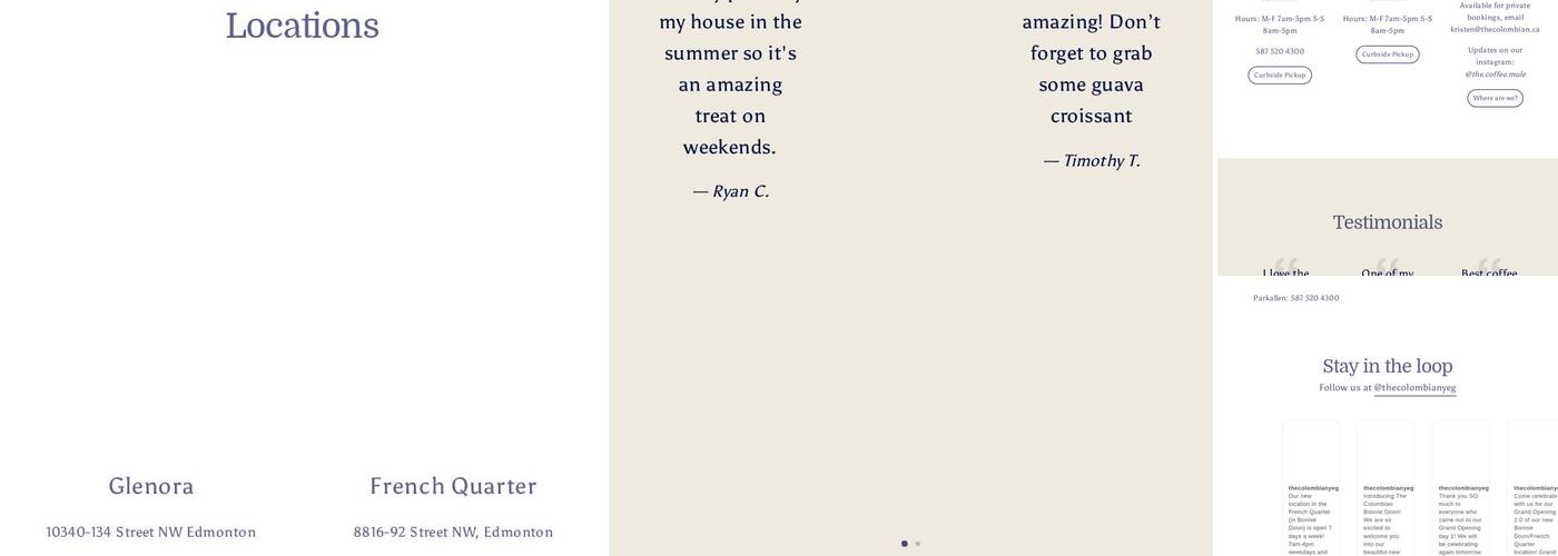 The Colombian - Mill Creek Menu