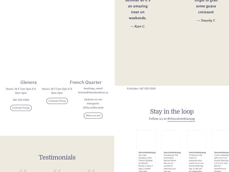 The Colombian - Mill Creek Menu