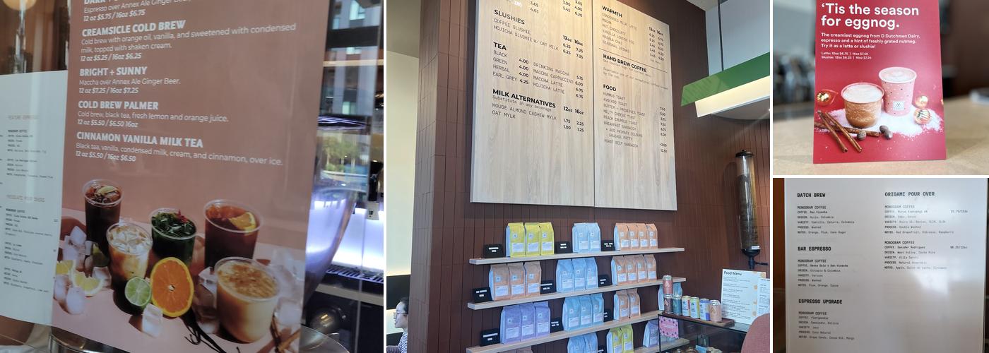 Monogram Coffee Menu