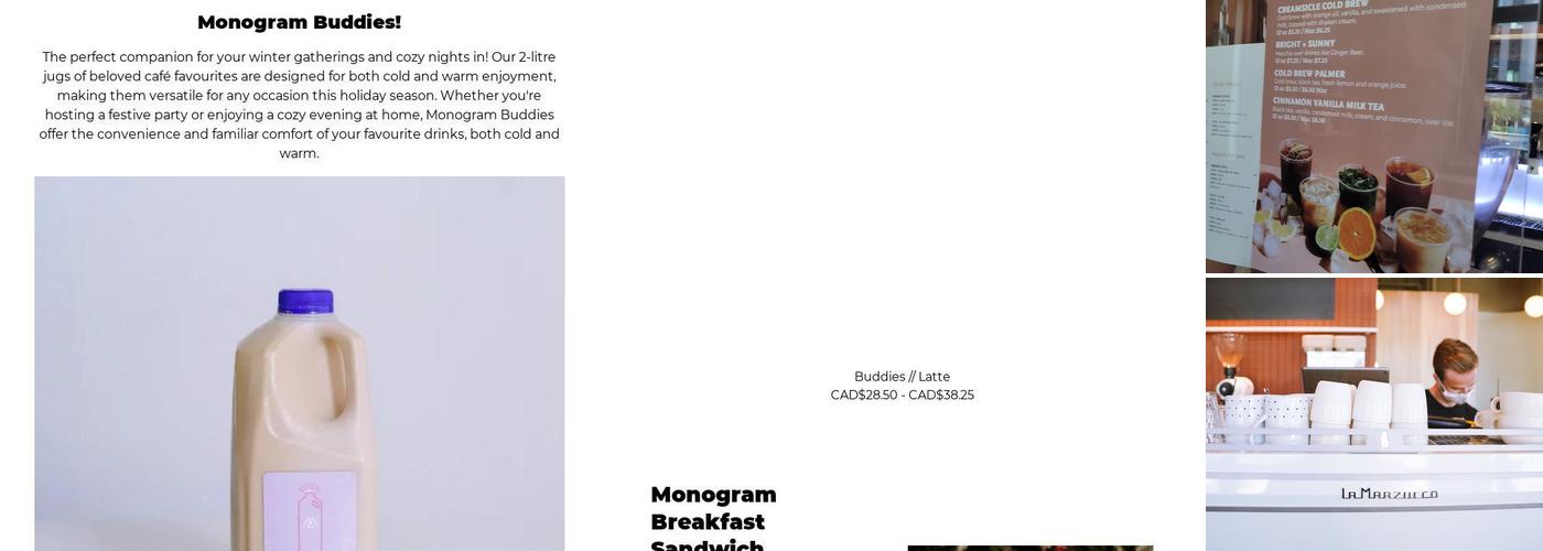 Monogram Coffee Menu