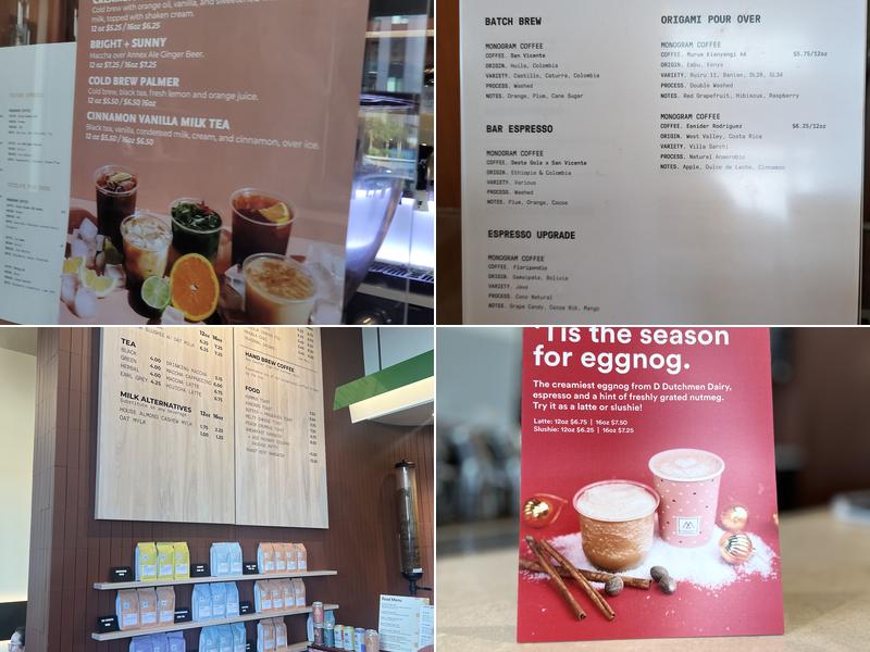 Monogram Coffee Menu