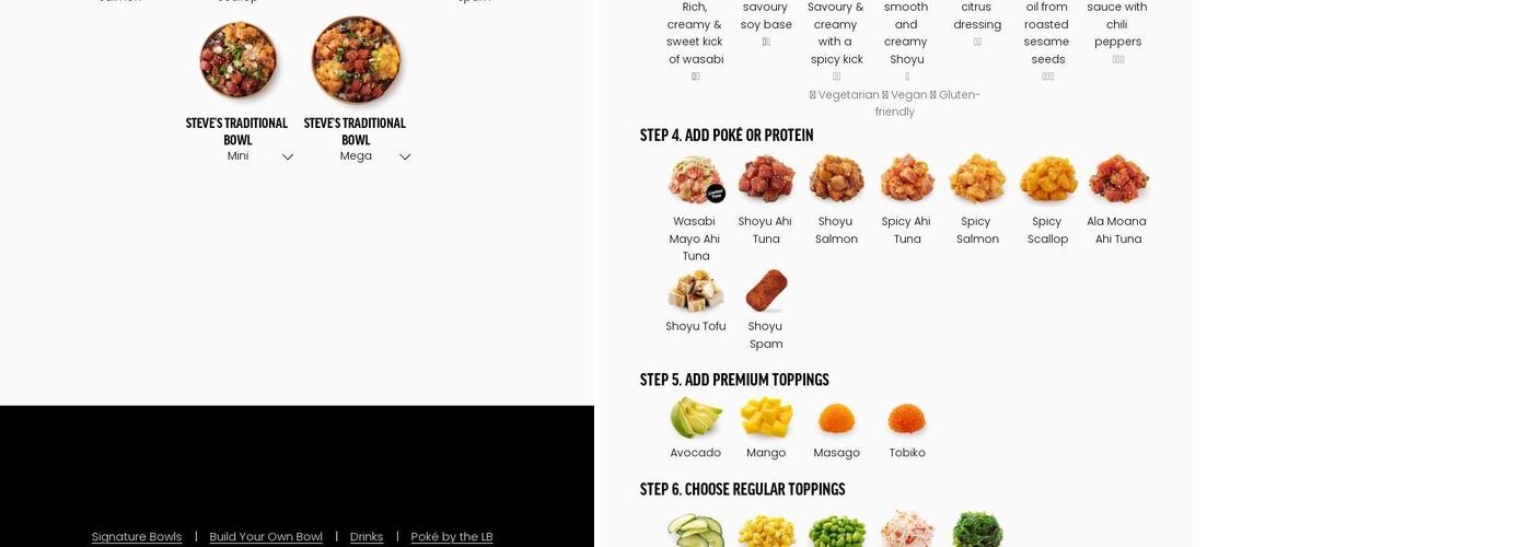 Steve's Poké Bar Menu