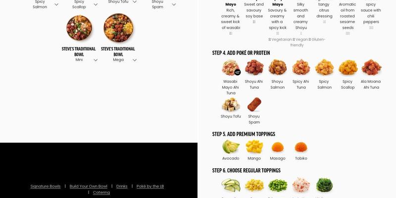 Steve's Poké Bar Menu